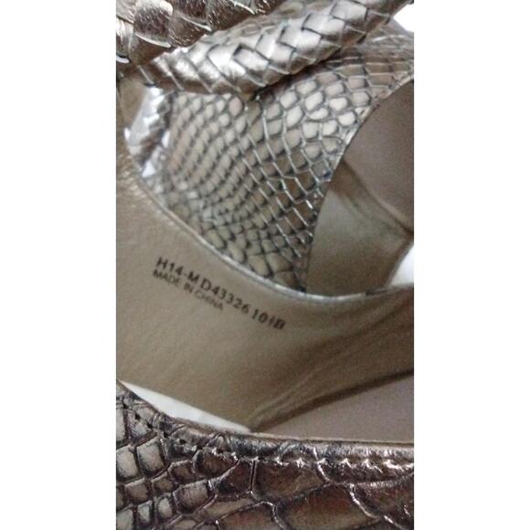 Cole Haan Shoes Womens Size 10.5 Metallic Pewter Sandals Snakeskin Zip Gold - Picture 5 of 9